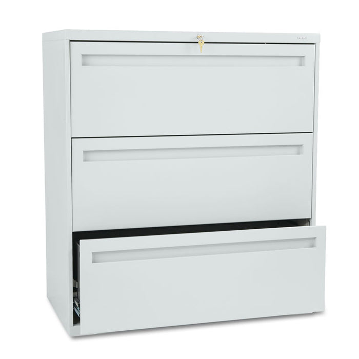 Brigade 700 Series Lateral File, 3 Legal/Letter-Size File Drawers, Light Gray, 36" x 18" x 39.13"