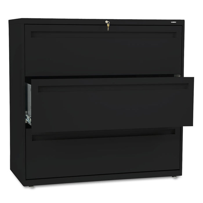 700 Series Three-Drawer Lateral File, 42w x 18d x 39.13h, Black