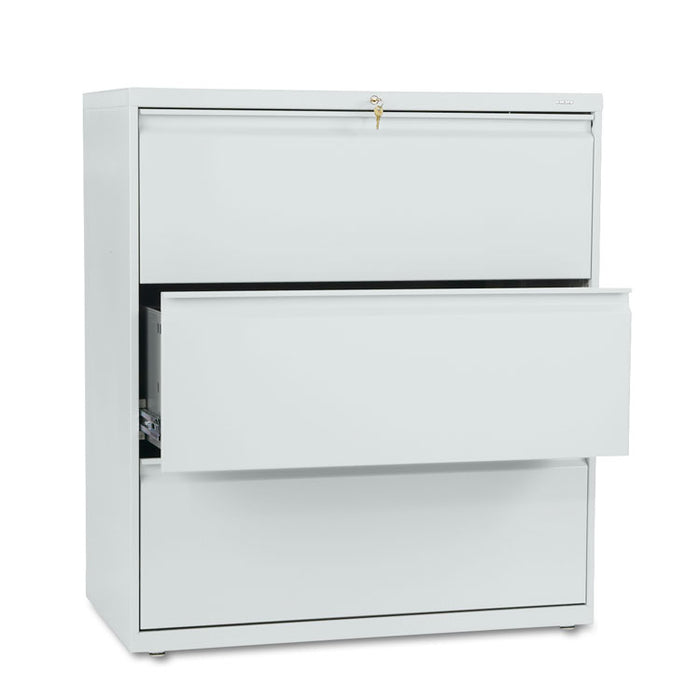 Brigade 800 Series Lateral File, 3 Legal/Letter-Size File Drawers, Light Gray, 36" x 18" x 39.13"