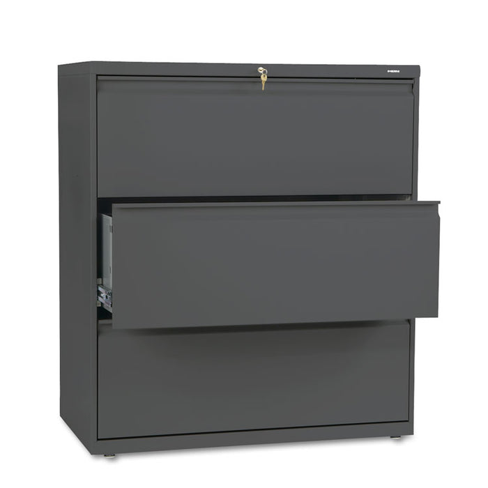Brigade 800 Series Lateral File, 3 Legal/Letter-Size File Drawers, Charcoal, 36" x 18" x 39.13"