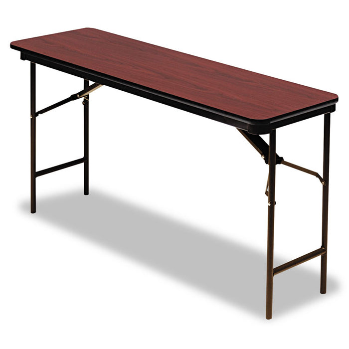 OfficeWorks Commercial Wood-Laminate Folding Table, Rectangular Top, 72 x 18 x 29, Mahogany