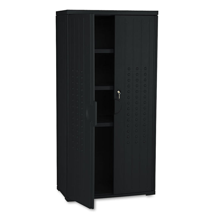 Rough n Ready Storage Cabinet, Three-Shelf, 33 x 18 x 66, Black