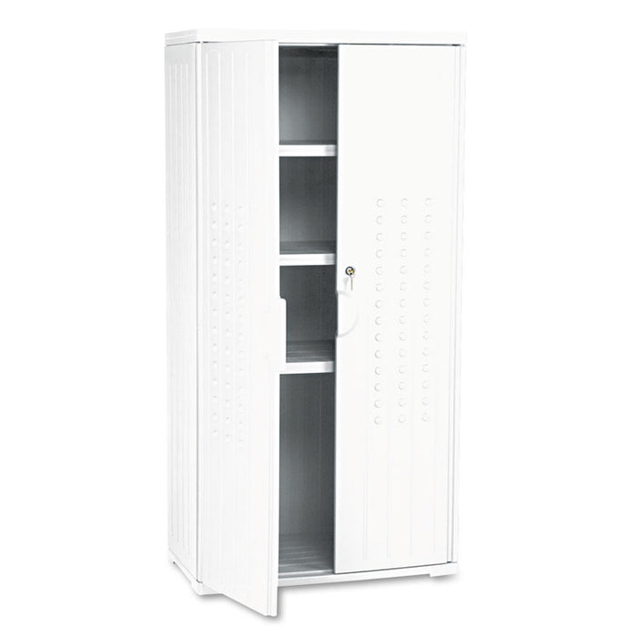 OfficeWorks Resin Storage Cabinet, 33w x 18d x 66h, Platinum