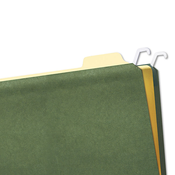 Hanging File Folders with Innovative Top Rail, Letter Size, 1/4-Cut Tab, Standard Green, 20/Pack