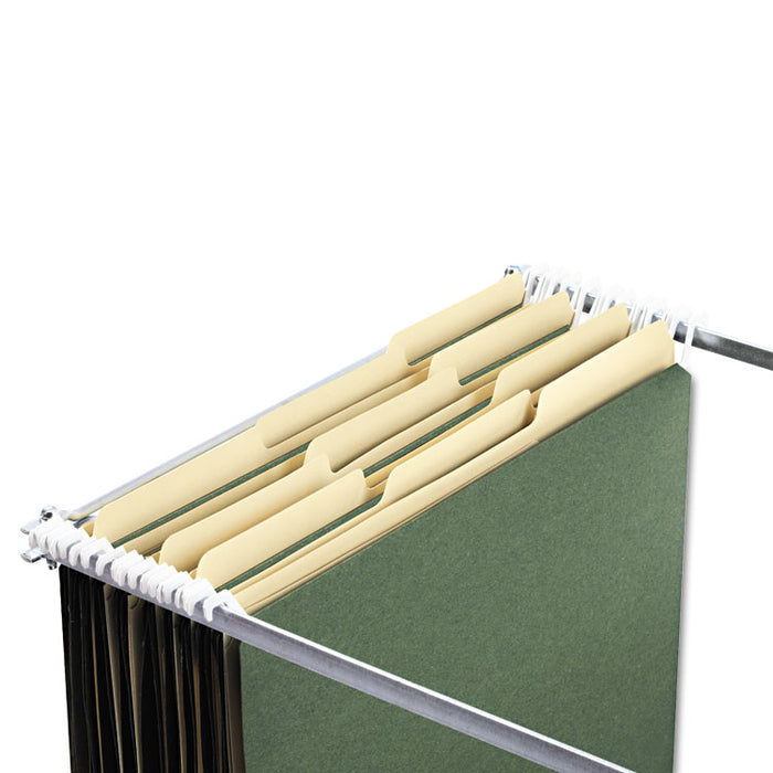 Hanging File Folders with Innovative Top Rail, Letter Size, 1/4-Cut Tab, Standard Green, 20/Pack