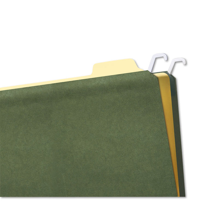 Hanging File Folders with Innovative Top Rail, Legal Size, 1/4-Cut Tab, Standard Green, 20/Pack