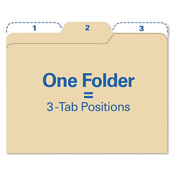 All Tab File Folders, 1/3-Cut Tabs, Letter Size, Manila, 80/Pack