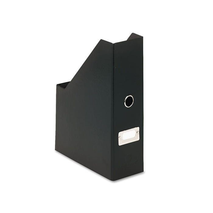 Heavy-Duty Fiberboard Magazine File with PVC Laminate, 4" x 9 1/4" x 14", Black