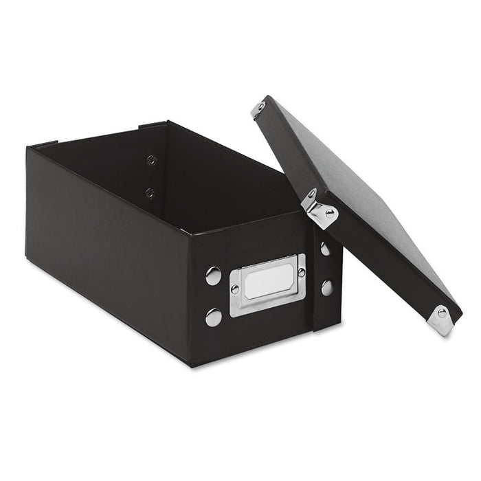 Collapsible Index Card File Box, Holds 1,100 3 x 5 Cards, Black