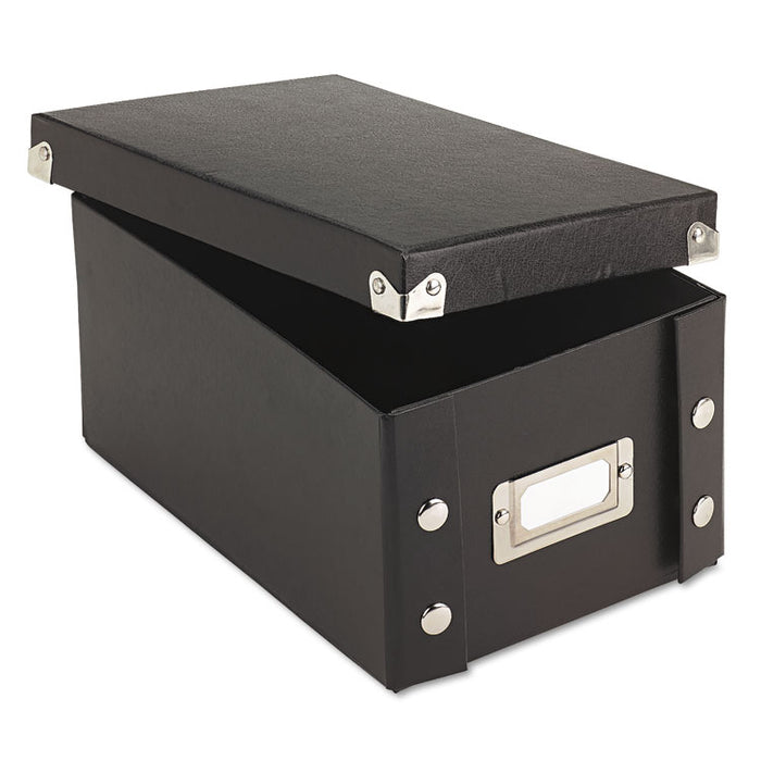 Collapsible Index Card File Box, Holds 1,100 4 x 6 Cards, Black