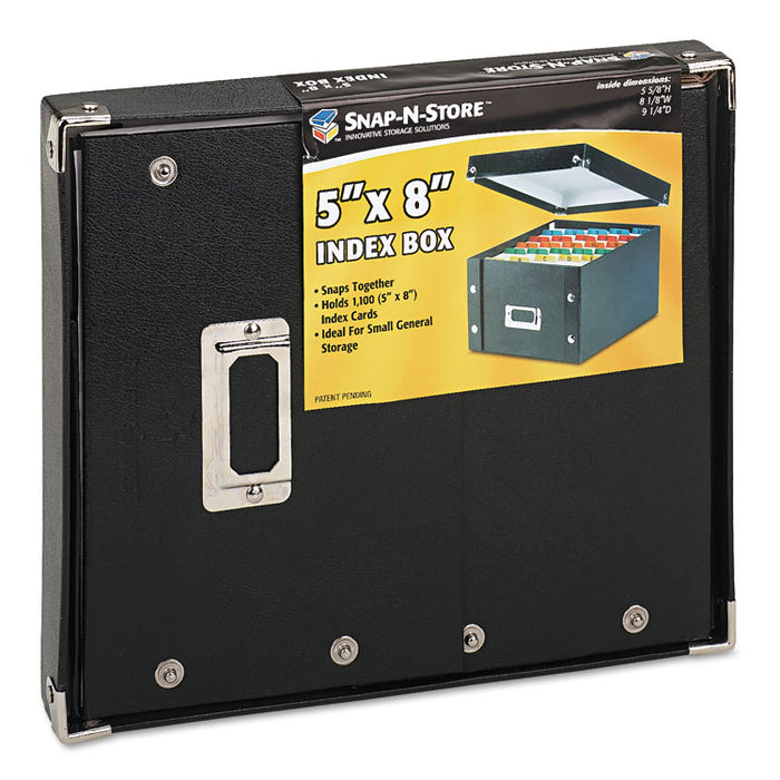 Collapsible Index Card File Box, Holds 1,100 5 x 8 Cards, Black