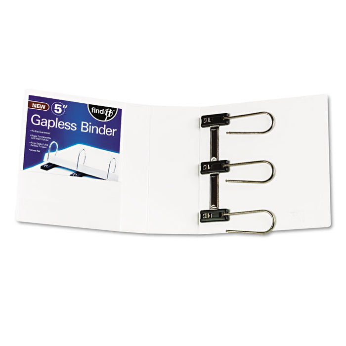 Gapless Loop Ring View Binder, 3 Rings, 5" Capacity, 11 x 8.5, White