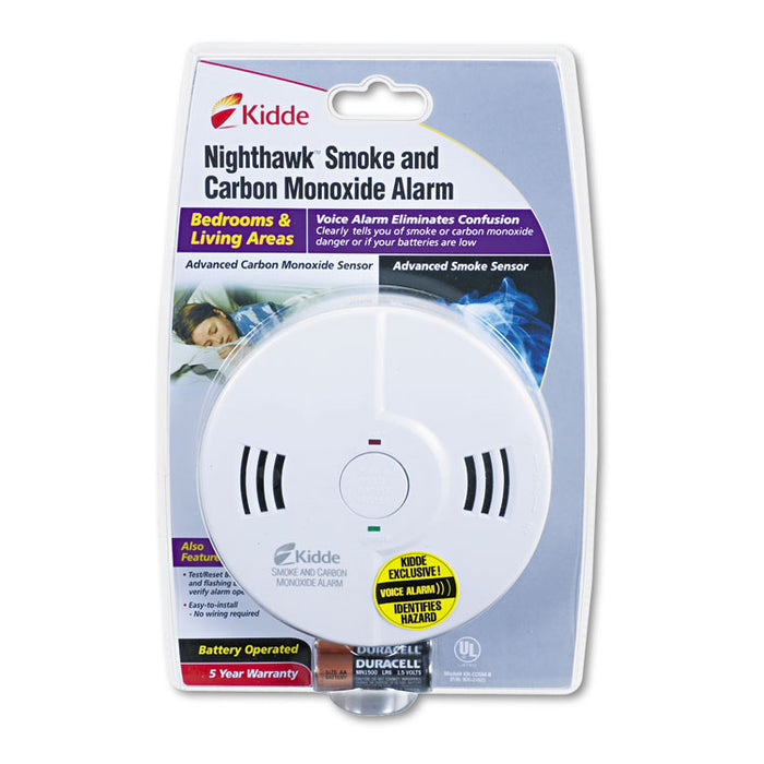 Night Hawk Combination Smoke/CO Alarm with Voice/Alarm Warning, (3) AA Batteries