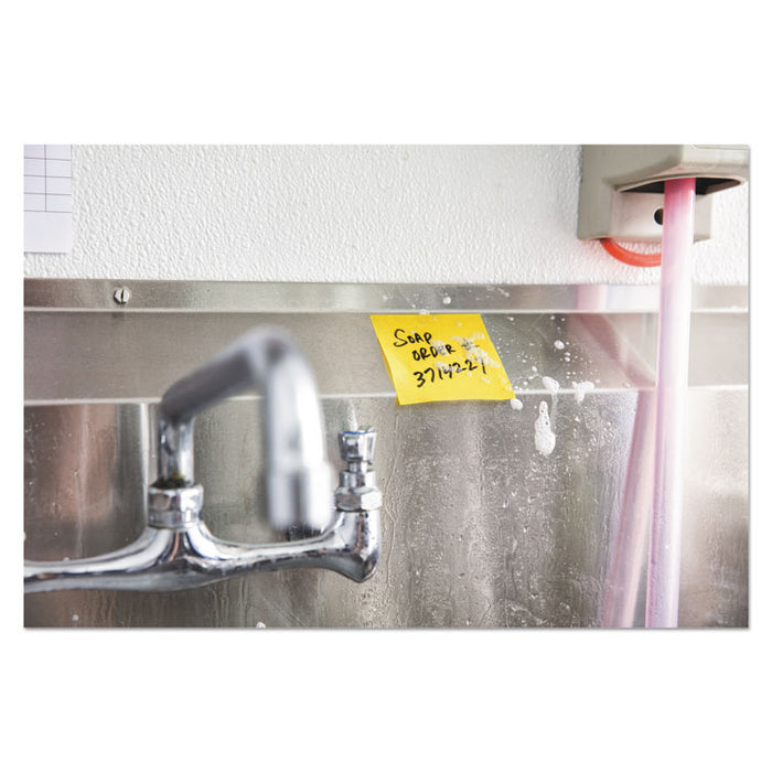 Water-Resistant Self-Stick Notes, 3" x 3", Assorted Colors, 45 Sheets/Pad, 12 Pads/Pack