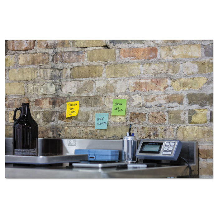 Water-Resistant Self-Stick Notes, 3" x 3", Assorted Colors, 45 Sheets/Pad, 12 Pads/Pack