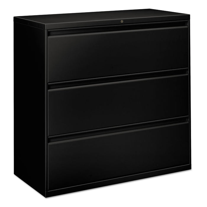 Three-Drawer Lateral File Cabinet, 42w x 18d x 39.5h, Black