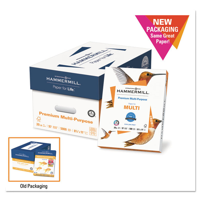 Premium Multipurpose Print Paper, 97 Bright, 24lb, 8.5 x 11, White, 500 Sheets/Ream, 5 Reams/Carton