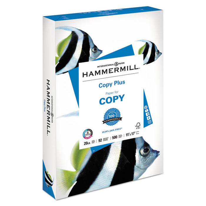 Copy Plus Print Paper, 92 Bright, 20 lb Bond Weight, 11 x 17, White, 500/Ream