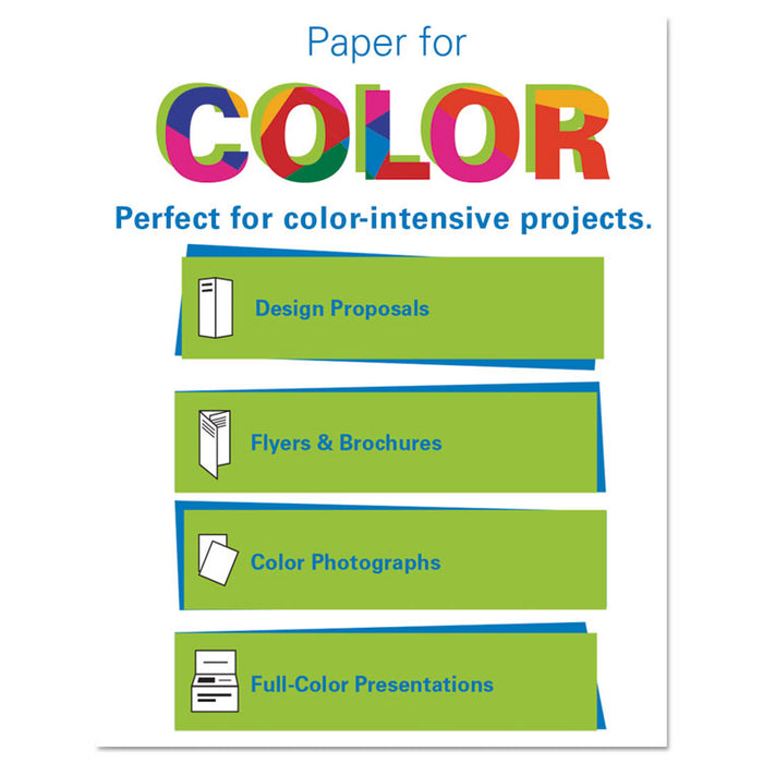 Premium Color Copy Print Paper, 100 Bright, 32 lb Bond Weight, 8.5 x 11, Photo White, 500/Ream