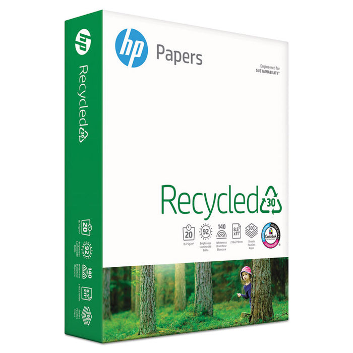 Recycled30 Paper, 92 Bright, 20 lb Bond Weight, 8.5 x 11, White, 500 Sheets/Ream, 10 Reams/Carton