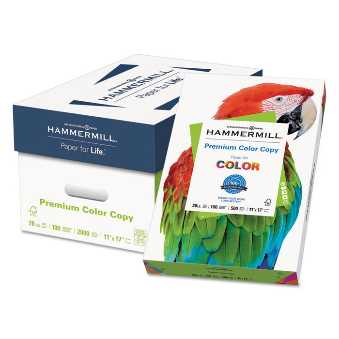 Premium Color Copy Print Paper, 100 Bright, 28lb, 11 x 17, Photo White, 500/Ream