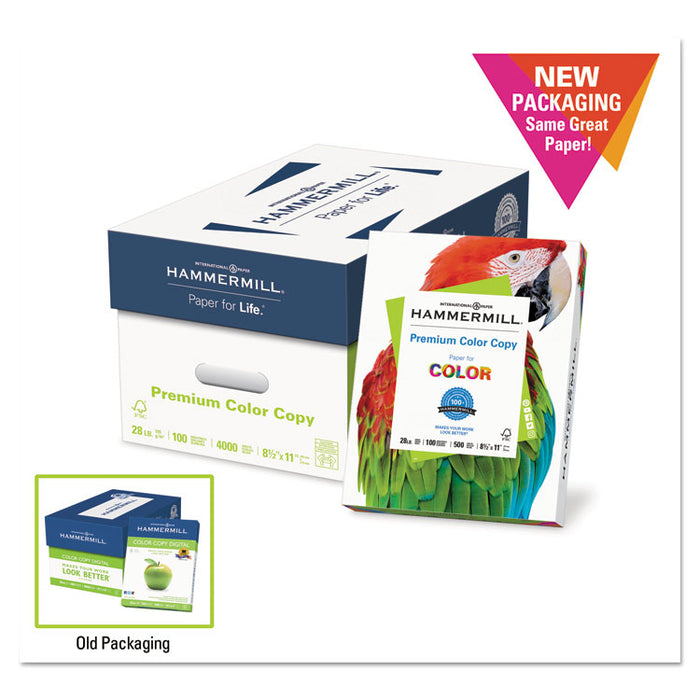 Premium Color Copy Print Paper, 100 Bright, 28lb, 8.5 x 11, Photo White, 500/Ream