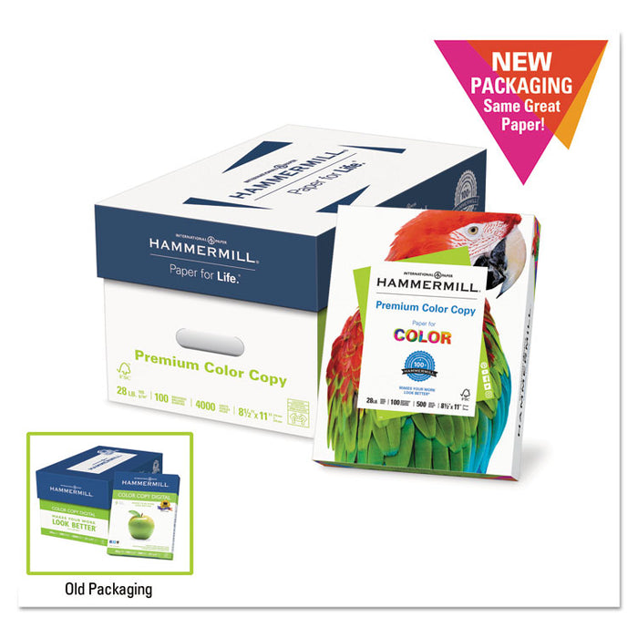 Premium Color Copy Print Paper, 100 Bright, 28lb, 8.5 x 14, Photo White, 500/Ream