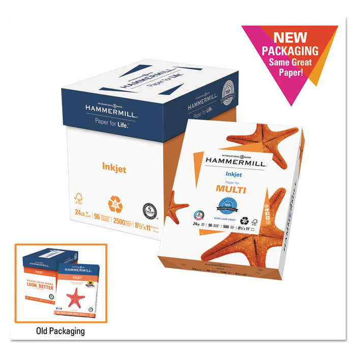 Inkjet Print Paper, 96 Bright, 24lb, 8.5 x 11, White, 500/Ream