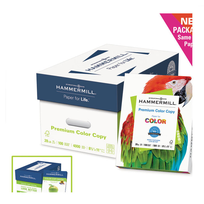 Premium Color Copy Print Paper, 100 Bright, 32 lb Bond Weight, 8.5 x 11, Photo White, 500/Ream