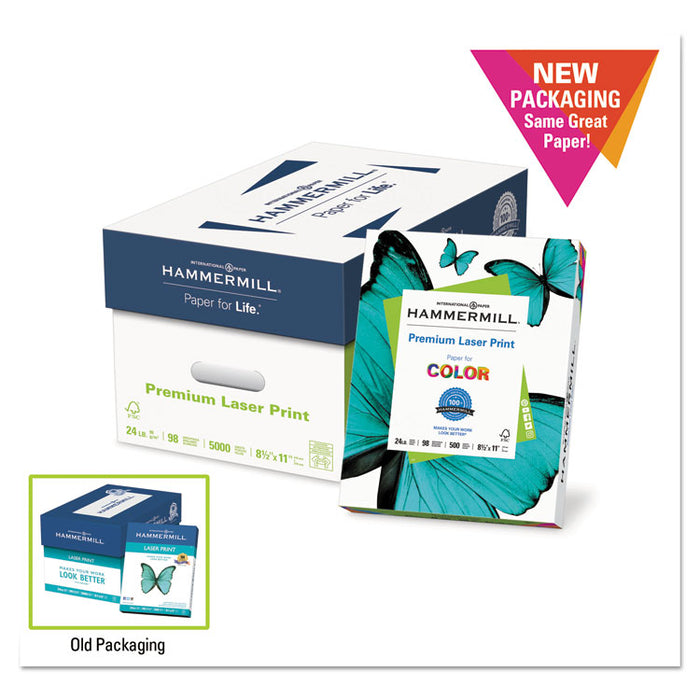 Premium Laser Print Paper, 98 Bright, 24 lb Bond Weight, 11 x 17, White, 500/Ream