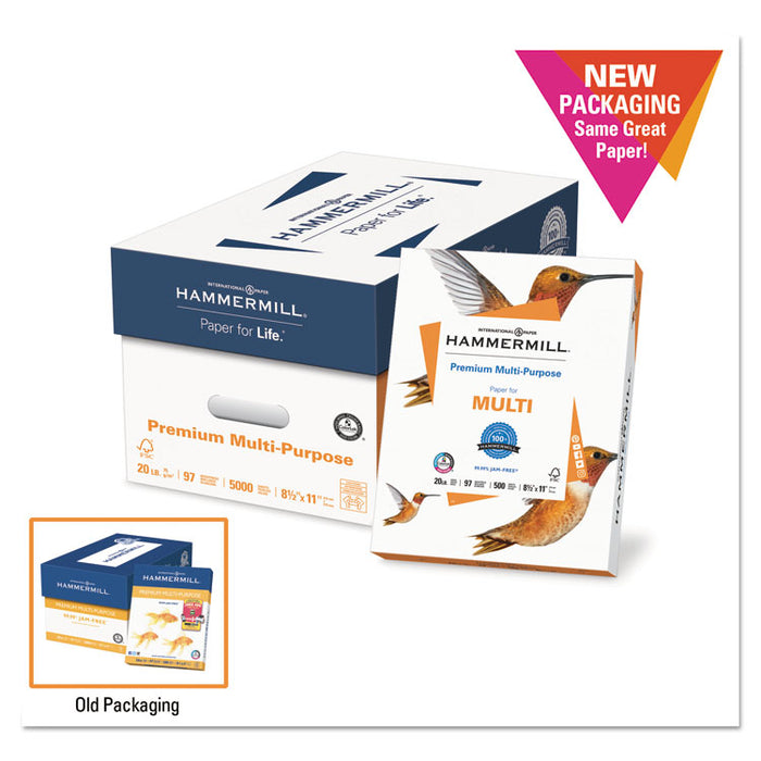 Premium Multipurpose Print Paper, 97 Bright, 20 lb Bond Weight, 8.5 x 11, White, 500 Sheets/Ream, 10 Reams/Carton