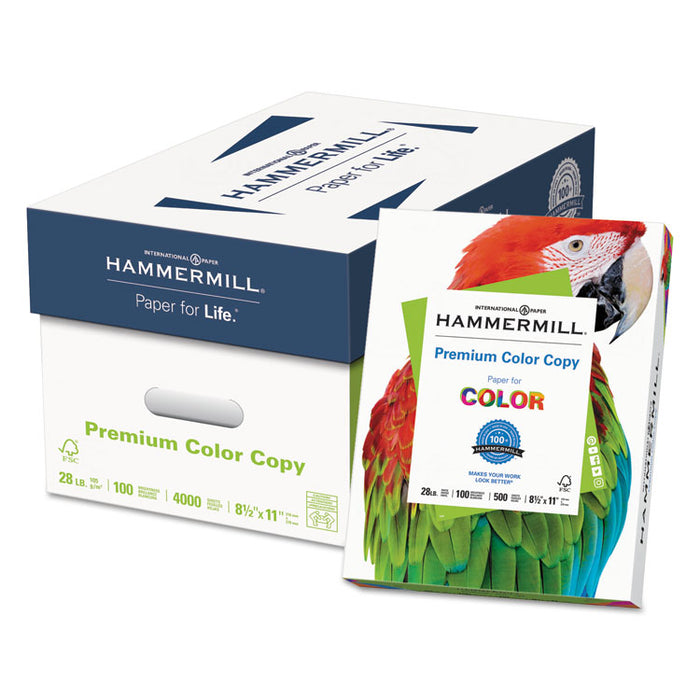 Premium Color Copy Print Paper, 100 Bright, 28lb, 8.5 x 11, Photo White, 500/Ream