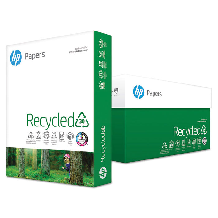 Recycled30 Paper, 92 Bright, 20 lb Bond Weight, 8.5 x 11, White, 500 Sheets/Ream, 10 Reams/Carton