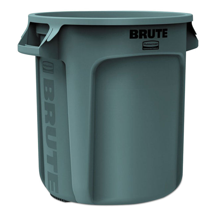 Round Brute Container, Plastic, 10 gal, Gray