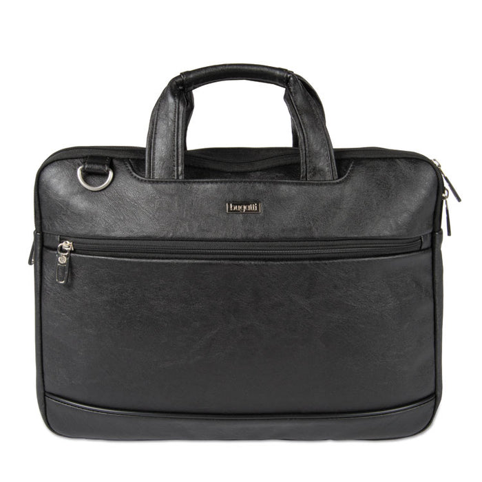 Harold Slim Briefcase, 11" x 3" x 11.5", Synthetic Leather, Black