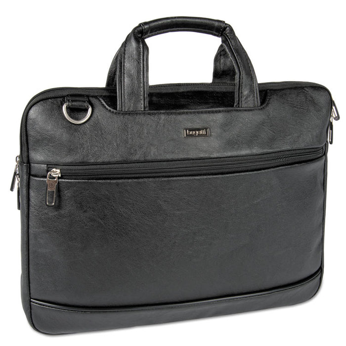 Harold Slim Briefcase, 11" x 3" x 11.5", Synthetic Leather, Black
