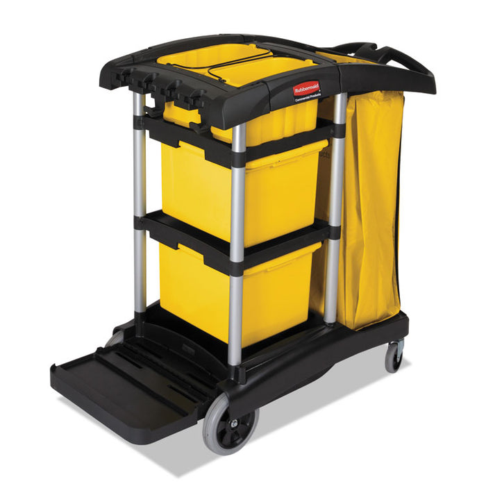 High Capacity Cleaning Cart, 21.75w x 49.75d x 38.38h, Black