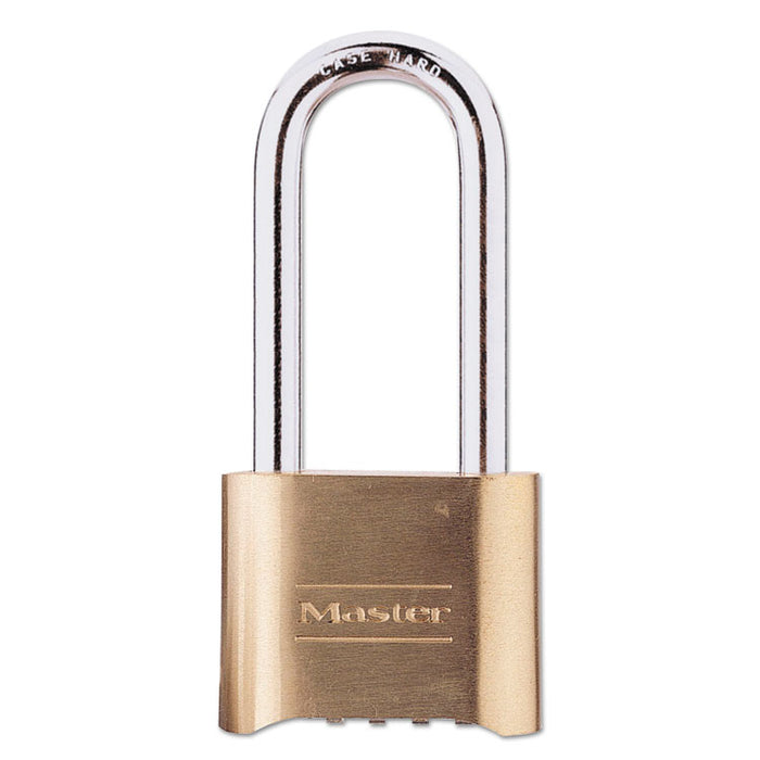 Resettable Combination Padlock, Brass, 2" Wide, Brass Color, 6/Box