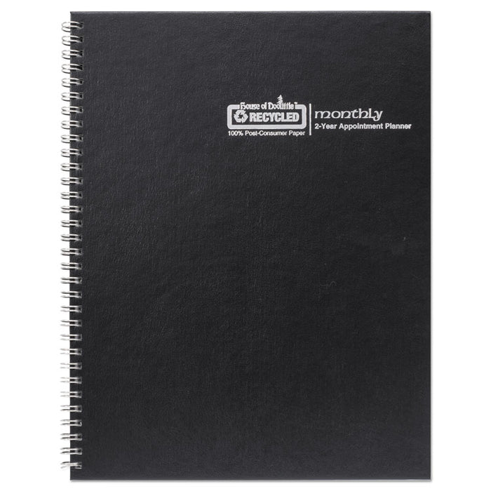Two-Year Monthly Hard Cover Planner, 11 x 8 1/2, Black, 2020-2021