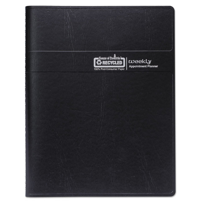 Recycled Weekly Appointment Book, 30-Minute Appointments, 8 x 5, Black, 2020