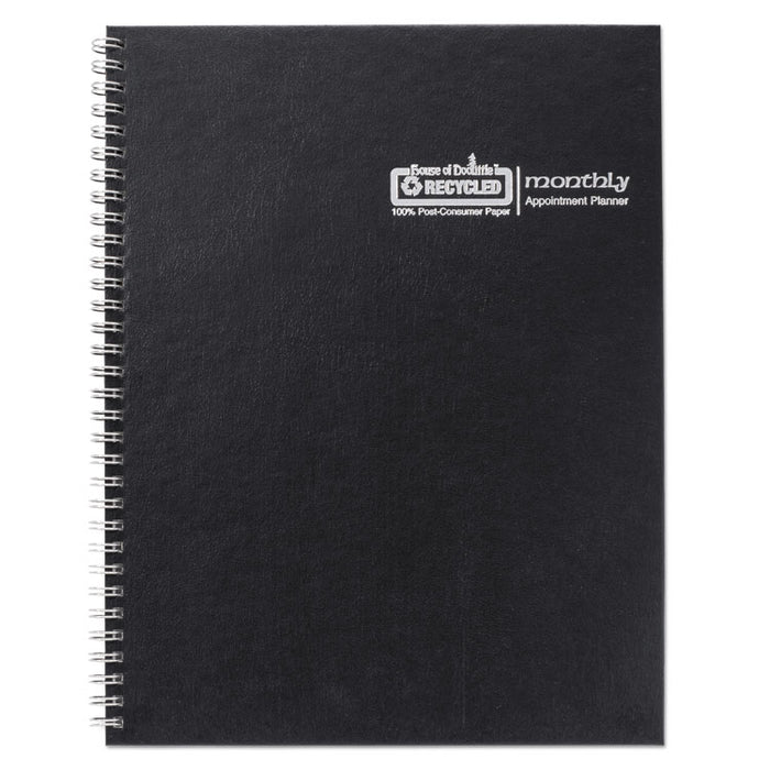 One-Year Monthly Hard Cover Planner, 11 x 8 1/2, Black, 2020