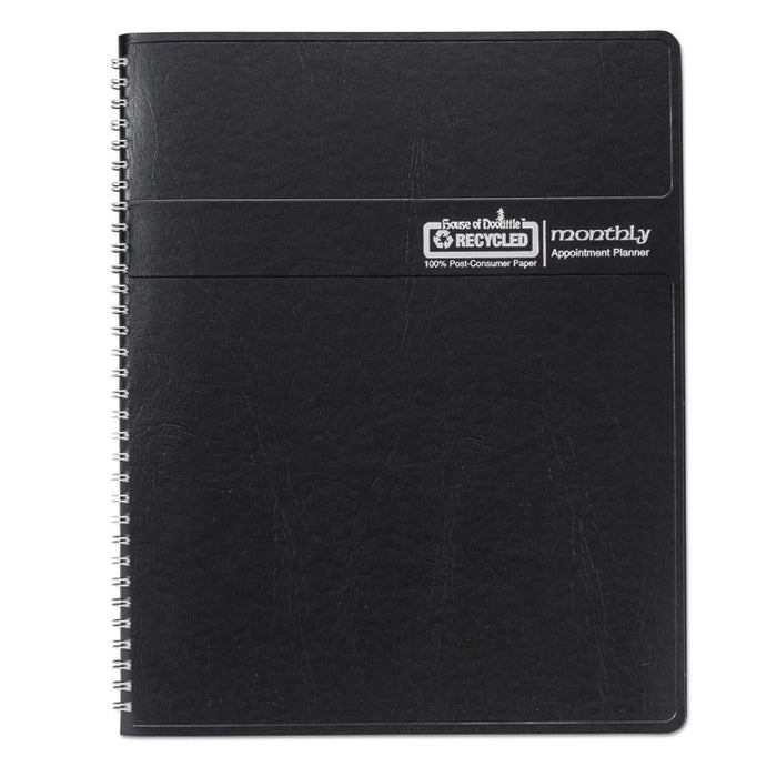 Recycled Ruled Monthly Planner w/Expense Log, 8 3/4 x 6 7/8, Black, 2019-2021