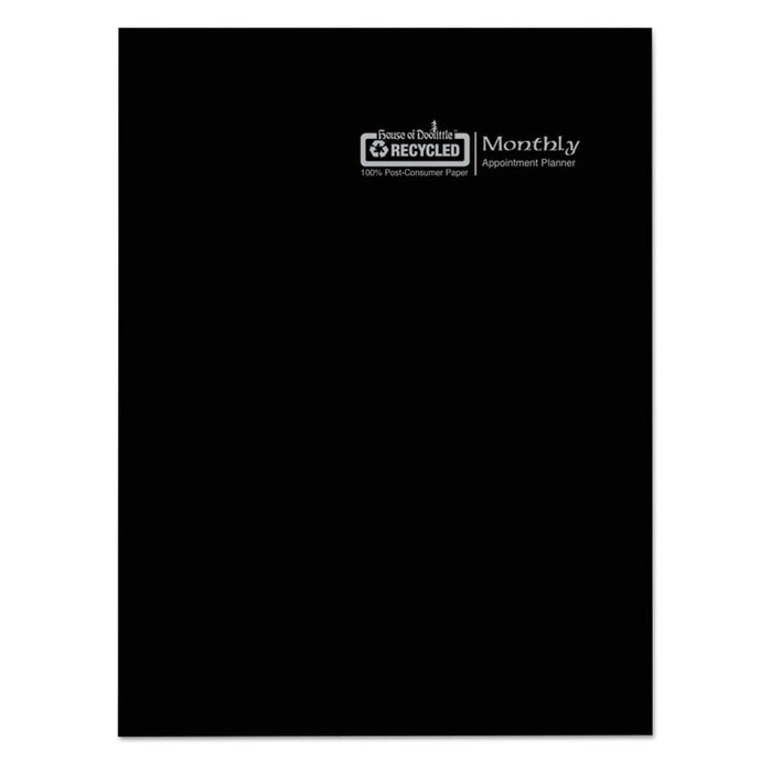 Recycled Ruled 14-Month Planner with Stitched Leatherette Cover, 10 x 7, Black Cover, 14-Month (Dec to Jan): 2022 to 2024
