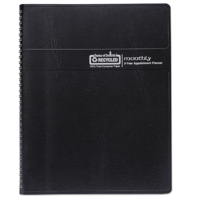 Recycled 24-Month Ruled Monthly Planner, 11 x 8 1/2, Black, 2020-2021