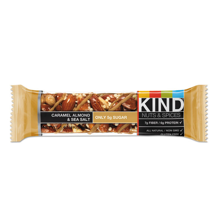 Nuts and Spices Bar, Caramel Almond and Sea Salt, 1.4 oz Bar, 12/Box
