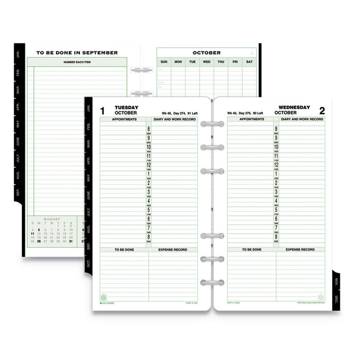 Dated One-Page-per-Day Organizer Refill, January-December, 6 3/4 x 3 3/4, 2020