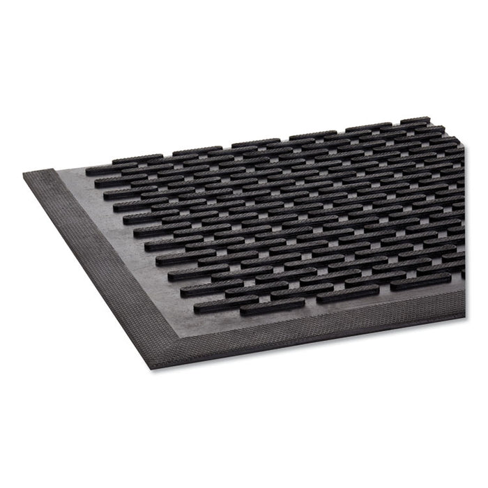 Crown-Tred Indoor/Outdoor Scraper Mat, Rubber, 43.75 x 66.75, Black