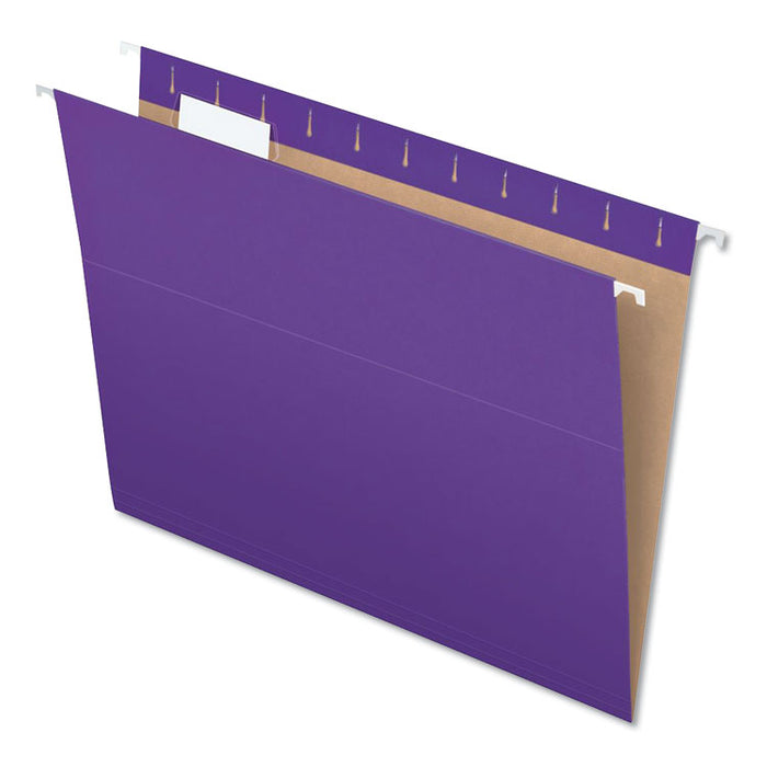 Colored Hanging Folders, Letter Size, 1/5-Cut Tab, Violet, 25/Box