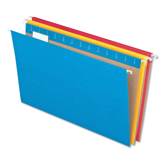Colored Hanging Folders, Legal Size, 1/5-Cut Tab, Assorted, 25/Box