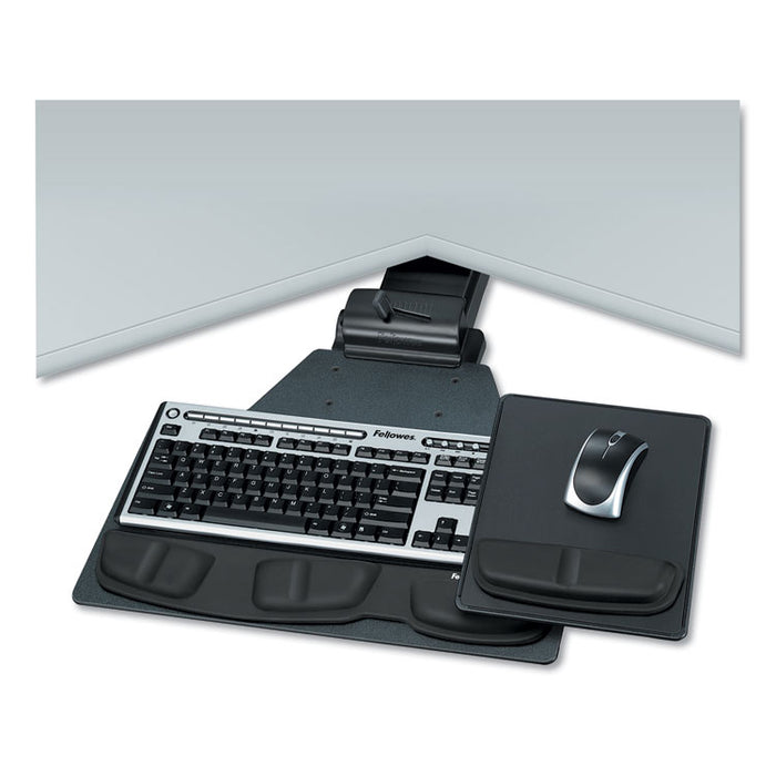 Professional Corner Executive Keyboard Tray, 19w x 14.75d, Black